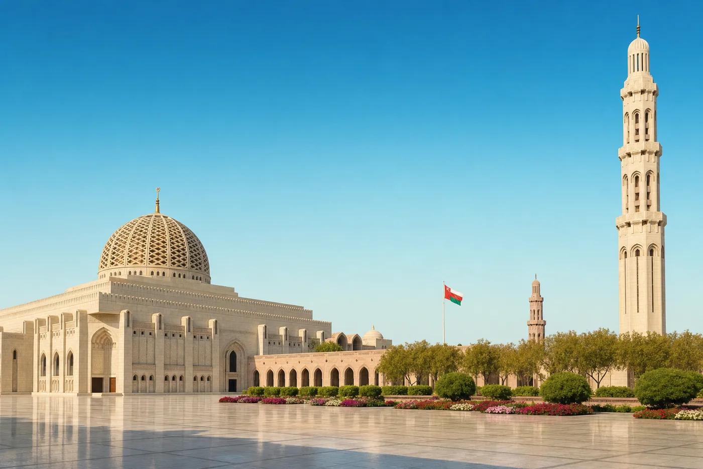 The Sultan Qaboos Grand Mosque in Muscat, Oman