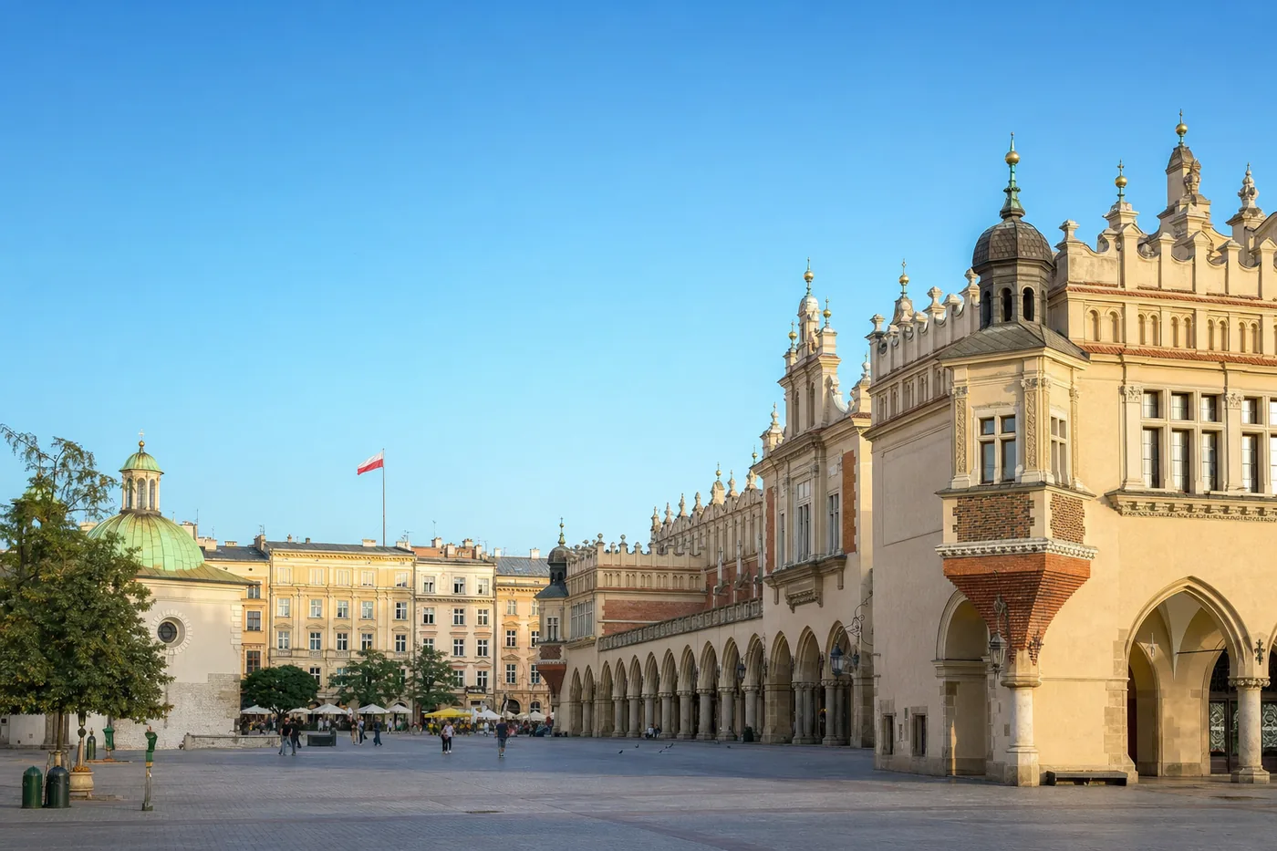 The old town square of Krakow with the Cloth Hall, Poland